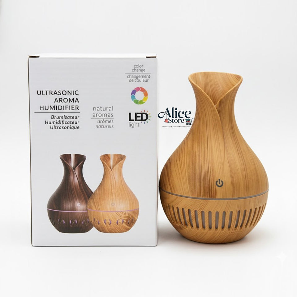 Humidificador Aromático Maderado LED